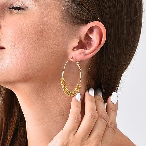 Jinxiuge 6 Pair Beaded Hoop Earrings Boho Flower Round Earrings Women's Handmade Earrings Set - style: Style-C
