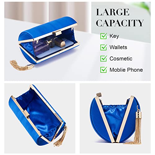 Women Clutch Bag Evening bag Fringed Evening Handbag,Lady Party Wedding Clutch Purse Chain Shoulder Cross Body Bag - color: Blue