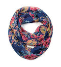 Scarfand's Romantic Rose Prints & Floral Patterns Lightweight Infinity Fashion Scarves Wraps - color: Bouquet Rose Navy