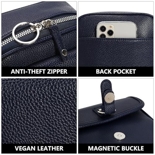 Small Crossbody Bags for Women Vegan Leather Messenger Purses, Vintage Wallet Anti Theft Shoulder Handbags with Card Slots - color: Dark Blue