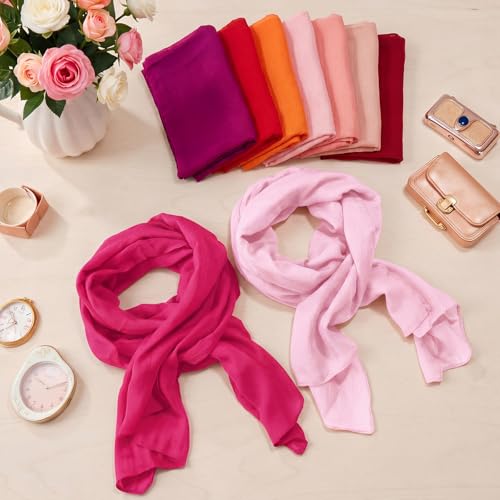 Patelai 9 Pieces Women's Cotton Scarves Lady Light Soft Fashion Solid Scarf Wrap Shawl, Candy Color - color: Charming
