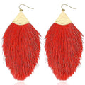 Earrings for Women Colorful Layered Leaf Earrings Bohemian Dangle Drop Tassel Silver Earrings Women Gifts - style: Red
