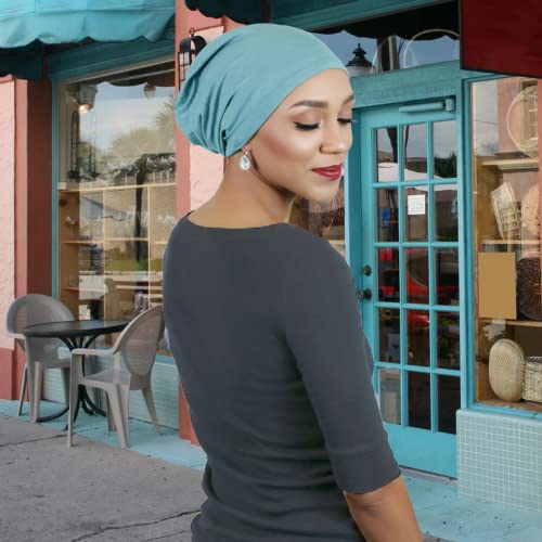 Hats Scarves & More Bamboo Slouchy Beanie for Women Chemo Headwear Moisture Wicking Cancer Turban Head Wrap Snood - color: Jade