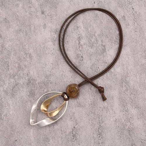 Jeilwiy Leather Necklace for Women Funky Necklace Choker String Cord Necklace with Pendant Boho Style Jewelry - style: Twisted Pendant Necklace