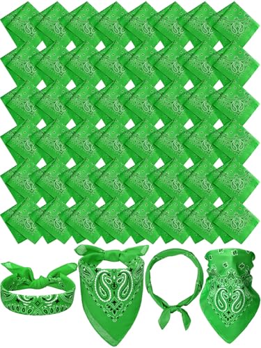 Unittype 48 Pieces Paisley Bandana Novelty Unisex Cowboy Headband Sports Bandannas Scarf Outdoor for Western Party Costume - color: Green, style: Classic
