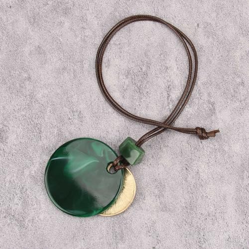 Leather Necklace for Women Long Boho Necklace Bohemian Choker Vintage Necklace Braided Boho Jewelry with Adjustable Brown Leather Cord - color: Big Chunky Boho Necklace