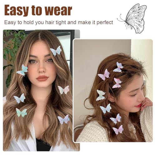 18Pcs Rhinestone Butterfly Hair Clips for Teens Women, Y2K Glitter Hair Jaw Clips, Cute Headwear Gifts for Wedding and Back to School Light Color - color: Light Style