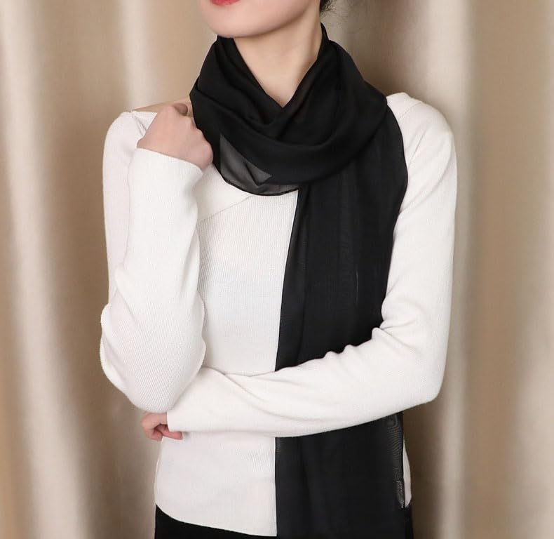 Xyueanlo Scarfs for Women Fashion Scarves Print Pattern Lightweight Sunscreen Scarf Wraps Shawls - color: Black