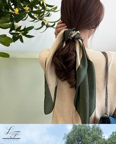 Hioyiwse Head Scarf For Women Hair Bandana 35" Large Square Satin Wrap Sleeping Neck Silk Satin Hair Scarves Lightweight - color: F30-charcoal Grey（35*35inch）