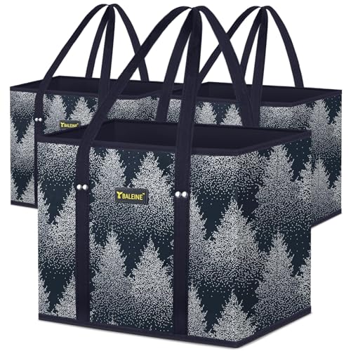 BALEINE 3Pk Reusable Grocery Bags, Foldable Shopping Bags for Groceries with Reinforced Bottom & Handles (Frost Abies) - color: Frost Abies, size: 3 Pack