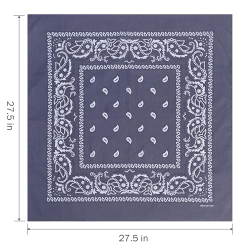 Mochabao 100% Cotton 27" x 27" Large Bandanas for Men & Women, Multi-Purpose Bandana Headbands, Square Head Scarf - color: White/Gray/Pink/Sage Green