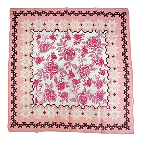 Single Pack Bandanas 60s Premium Cotton Soft Thin Handfeel Large Handkerchief for Men and Women - color: 1 Pack-pink Rose