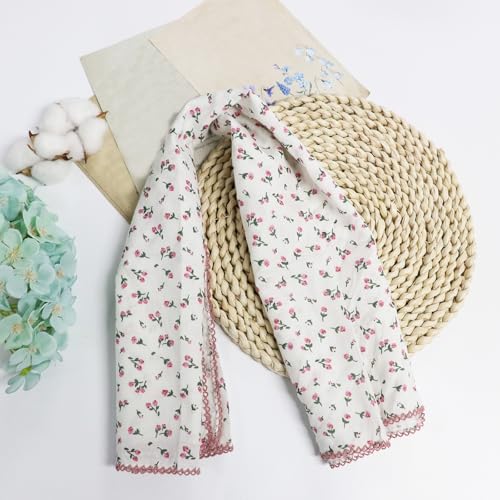 Large Cotton Bandanas for Women, 27 x 27 inch Hair Neck Scarf, Headband Square Scarf - color: Little Pink Flowers
