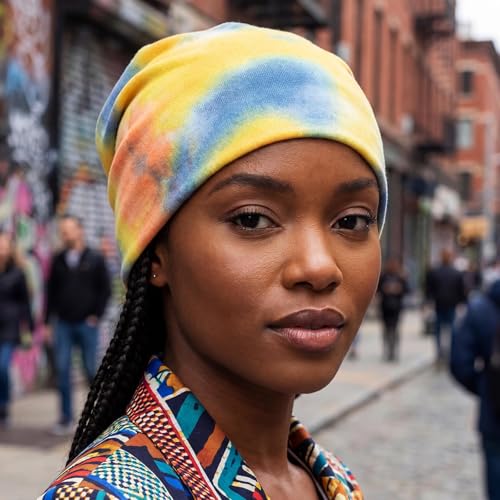 Bohend Bohemian Beanie Hats Headwear Cap Stretch Non Slip Bandanas Sleep Turbans Hats for Women Men Close top Head Covering - style: Colourful