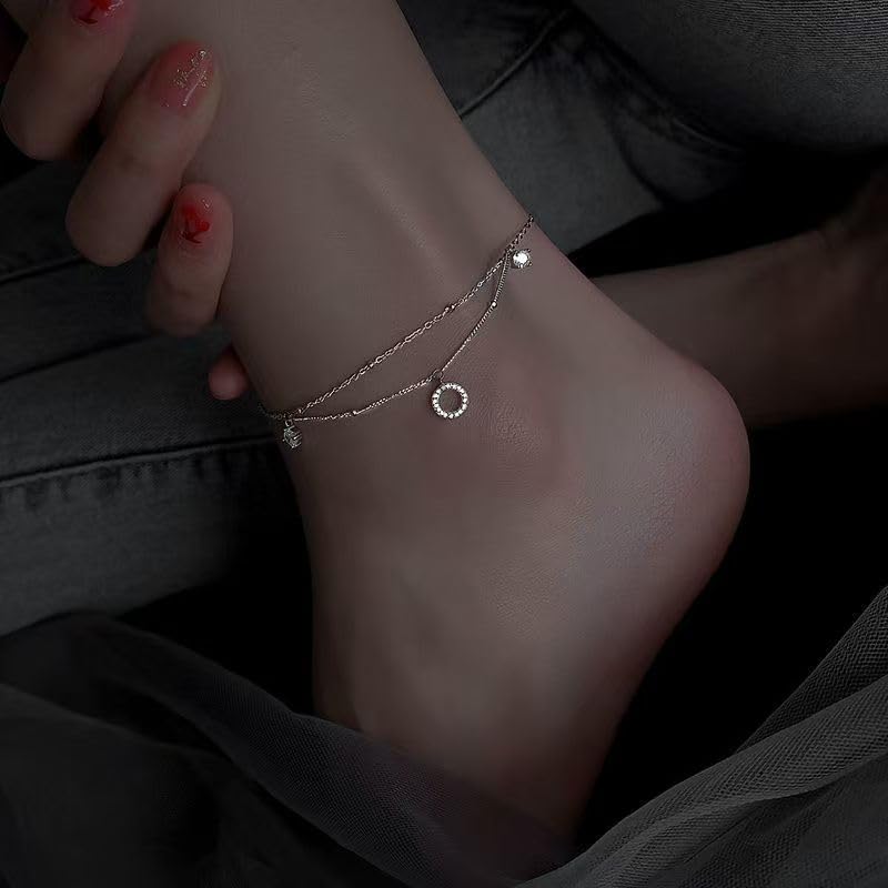 Gold Anklet Bracelets for Women Waterproof, Gold Plated Charm Dainty Layer Anklets Trendy, Simple Chain Anklets Set Gifts for Women, Jewelry Gifts for Her Mom Wife Girlfriend