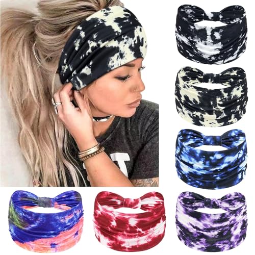 Awumbuk Wide Headbands for Women Knotted No Slip Head Bands Soft Turban Headband Hair Accessories Boho African Solid Color Head Wraps for Women Yoga Workout (Purple) - color: Purple