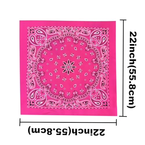 6 Pack 12 Pack Bandanas 2 Sides Printed 22inch Unisex Cowboy Kerchiefs - color: Hot Pink-6 Pack
