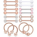 16Pcs Nipple Piercing Jewelry 14G Surgical Steel Nipple Rings Hoop Rings Retainer Piercing Jewelry for Women Men 14MM (9/16 Inch) - color: D:8 pairs/rose gold