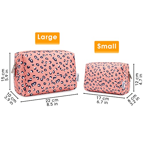 Narwey Cute Cheetah Makeup Bag Travel Cosmetic Bag Organizer Toiletry Bag Make Up Bags with Compartments for Women Girls (Large, Leopard) - color: Leopard, style: Large