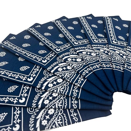 Vamqor 100% Cotton 10 Pack Fine Bandanas - color: Navy