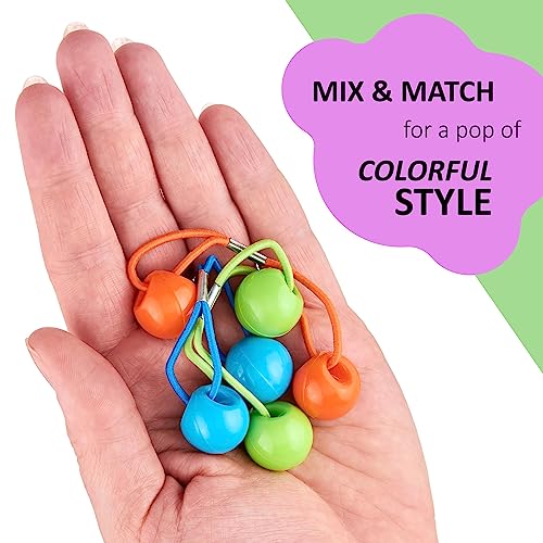 20pc Ponytailers Ponytail Balls Hair Elastics Collection, 18mm -Value | Round Opaque Multicolored Twin Hair Beads Bauble Hair Ties Ponytail Holders, Toddler Kids Bobble Hair Tie. - color: 18m Round