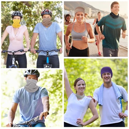 Geyoga 6 Pieces Summer UV Protection Cooling Neck Gaiter Face Clothing Neck Gaiter Mask Scarf Sunscreen Breathable Bandana - color: Neutrals