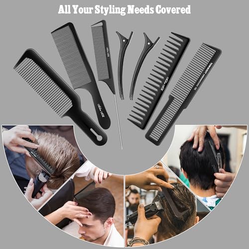 SALONSILK 13PCS Hair Cutting Shaving Brush and Comb Set, Professional Barber Combs for Hair Stylist, Premium Grade Barber Brush Neck Duster, Fading Comb Barber Clipper Comb - color: Hair Dressing Brown