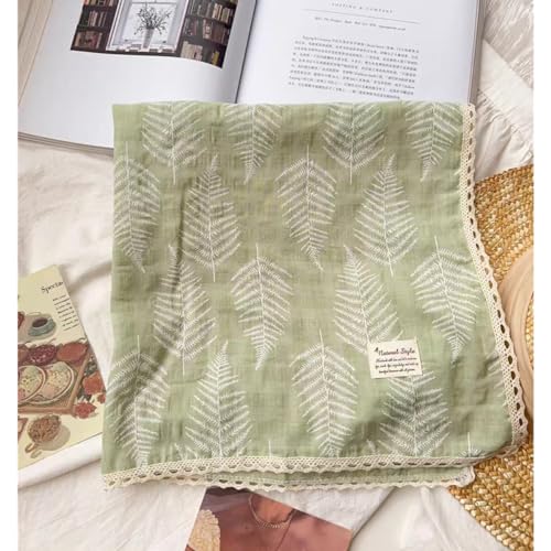 Soft Cotton Like Lace Bandana Headband, Head Wrap, Protective Coverage, Hair Neck Scarf for Women 24 x 24 inch - color: Cas022 - Asparagus Fern G