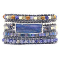 YGLINE Boho Handmade Wrap Leather Tube Crystal Stone Bracelet for Women - color: Topaz-5w