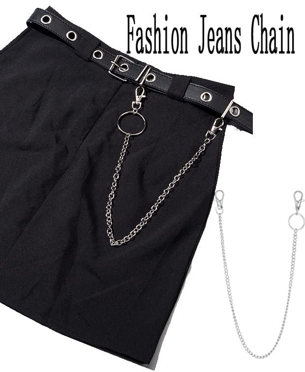 6 Pieces Pants Chains Multi-Layer Butterfly Lock Round Star Snak Heart Jeans Chains Accessory Hip Hop Pocket Punk Goth Wallet Chain Charm Rock Belt Loop Trousers Chain for Women Men Silver - style: C:5Pcs(Heart)