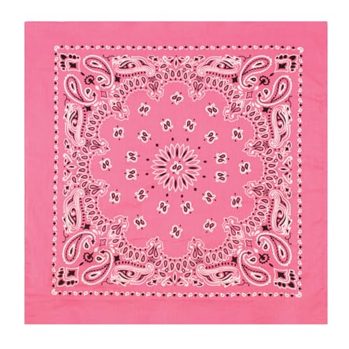 Rothco Trainmen Paisley Bandana 27” x 27” Extra‑Large 100% Cotton Head Wrap Scarf Multi‑Use - color: Pink