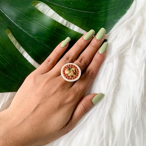 I Jewels Antique Gold Plated Indian Wedding Bollywood Ethnic Floral Shaped design Adjustable Finger Ring For Women & - style: Style 3