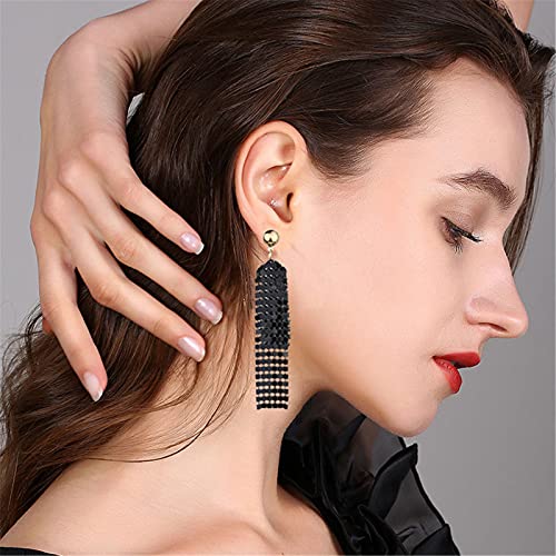 coadipress Metal Mesh Grid Sequins Tassel Long Drop Dangle Earrings for Women Trendy Lightweight Charms Disco Vintage Colorful Long Hook Earrings Bridal Wedding Jewelry - color: Long Silver Mesh