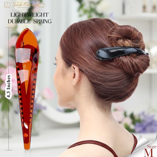 RC ROCHE 6 Pcs Duck Bill Alligator Hair Clips for Women Sectioning Flat Claw Long Thick Hair Inner Teeth Curved Styling Jaw Strong Secure Grip Salon, Medium Black, Brown, Clear - color: (Medium) Black, Brown, Clear