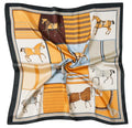 CHUNG Women's Scarf Hair Bandanas Square 27.5" Satin Wrap Fashion Pattern Scarves Emulation Silk Handbag Ribbons Necktie - color: Orange Horse