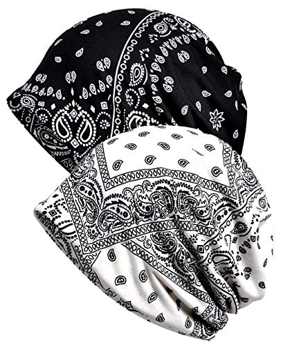 Women's Baggy Slouchy Beanie Chemo Hat Cap Scarf - color: 2 Pack-a