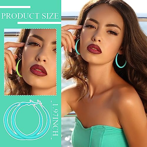 Sasylvia 16 Pairs Colored Hoop Earrings for Women Matte Colorful Hoop 80s Retro Neon Summer Drop Earrings - style: Classic