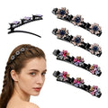 Sparkling Crystal Stone Braided Hair Clips, 2026 New Rhinestone Hair Clips Hair Braid Clips, Girls/Women Hair Accessories for Styling Sectioning (4#) - color: 4#