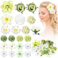 BBTO 21 Pcs Flower Hair Clip Rose Hair Clips Barrettes for Women Flower Accessories Boho Bride Claw Clip Hairpin Brooch Pin Headpiece for Wedding (Cyan Series) - color: Cyan Series