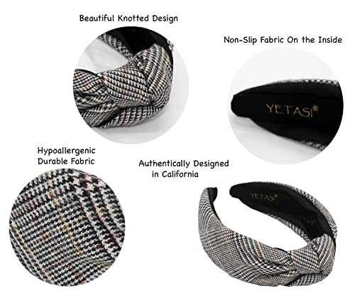 Plaid Black Headbands for Women Wearable All Day, Head band for Women's Hair is Chic, Year-round Head bands Adult Women Knotted Headband Fashion Designer Top Knot Head bands Girl - color: Plaid Black A