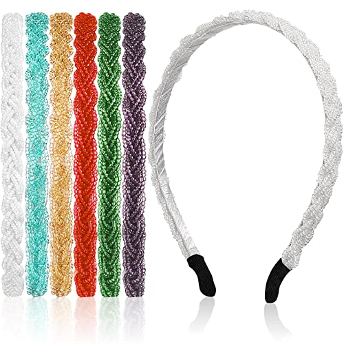 MTLEE 6 Pieces Beaded Headbands for Women Sparkly Crystal Beaded Hair Hoop Hairbands Multiple Color Hair Accessories Head Bands Christmas Gift(Bright Colors) - color: Bright Colors