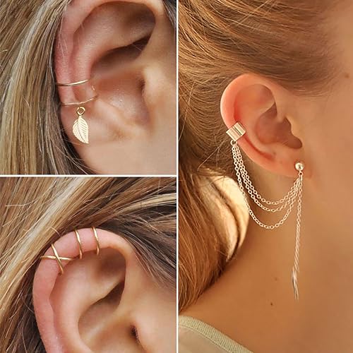 KISS WIFE Golden Jewelry Set for Women with Multi Layered Necklaces, Stackable Bracelets, Knuckle Rings, Hoop Earrings, Fashion Outfit Accessories Jewelry Packs Gifts for Women - style: Style 4