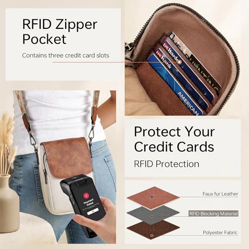 GEMIU Small Crossbody Bags for Women Cell Phone Purse Crossbody Wallet Purses with Card Slots - color: White&brown
