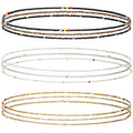 Kigeli 9 Pack Waist Bead Chains for Women Stretchy African Belly Chain Stomach Beads Body Bikini Jewelry (Clear, Black, Gold)