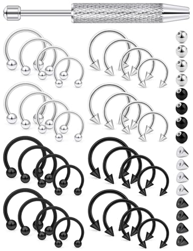 Surgical Stainless Steel 16G Septum Piercing Jewelry Rings Set for Women Men, Hypoallergenic Body Jewelry, Mixed, Pack Daily Party Wear