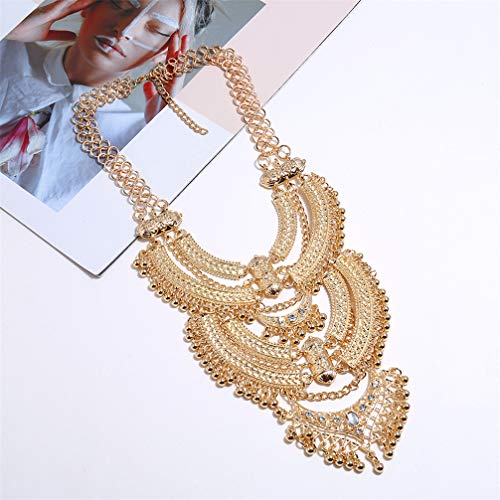 Vintage Multilayer Ethnic Tribal Statement Choker Necklace Bohemian Indian Turkish Jewelry for Women - color: Yellow