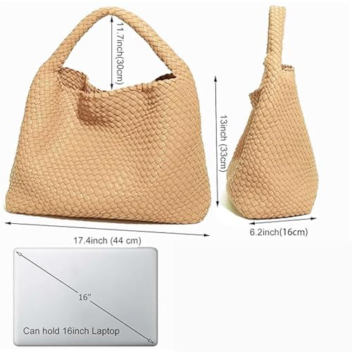 Geelyda Woven Tote Bag for Women with Purse, Fashion Shoulder Hobo Underarm Bags, Large Woven Handmade Work Commuter Day Bags - color: Apricot