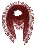 Cindy & Wendy Floral Embroidered Lace Triangle Scarf for Women - color: Red-8xh