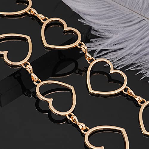 Long Tassel Waist Chain Belt for Women, Adjustable Metal Body Belly Belt Chain for Dress - color: Gold Heart, size: XL: (Fit Waist 59.1in)