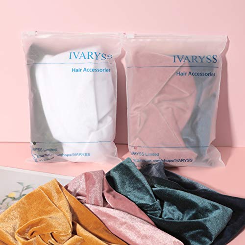 IVARYSS Wide Headbands for Women, Black Knotted Head Wraps Turbans, Large African Style Head Bands Hair Accessories, 6 Pack - color: Black Color